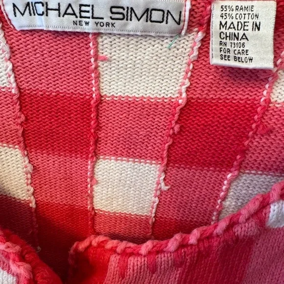 Michael Simon Red/Pink Embroidered, Handmade Flowers And Beads Sz O/S - Picture 3 of 9